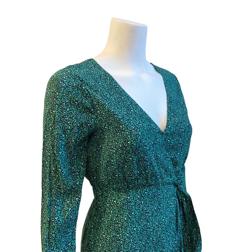 NWT SANCTUARY Green Leopard Wrap Dress, size 2 - Picture 3 of 9